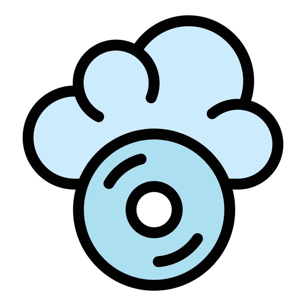 Audio data cloud icon color outline vector