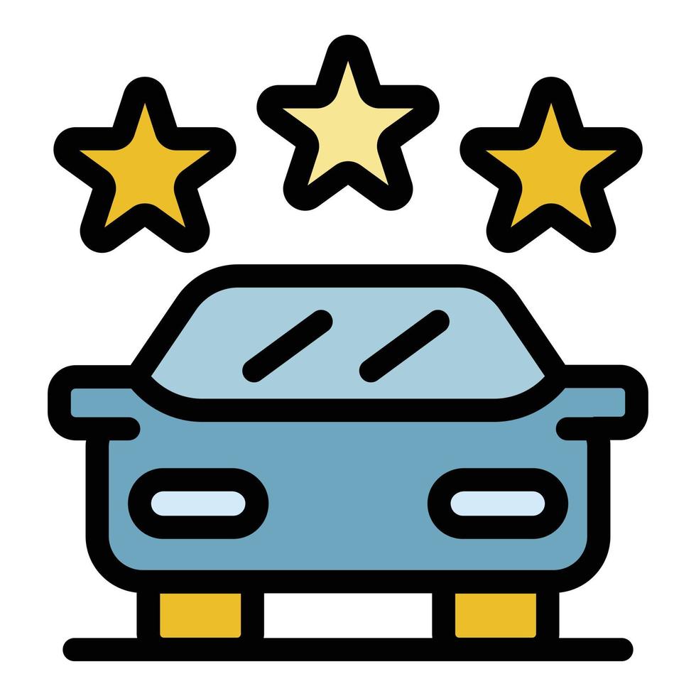 Three star unmanned taxi icon color outline vector