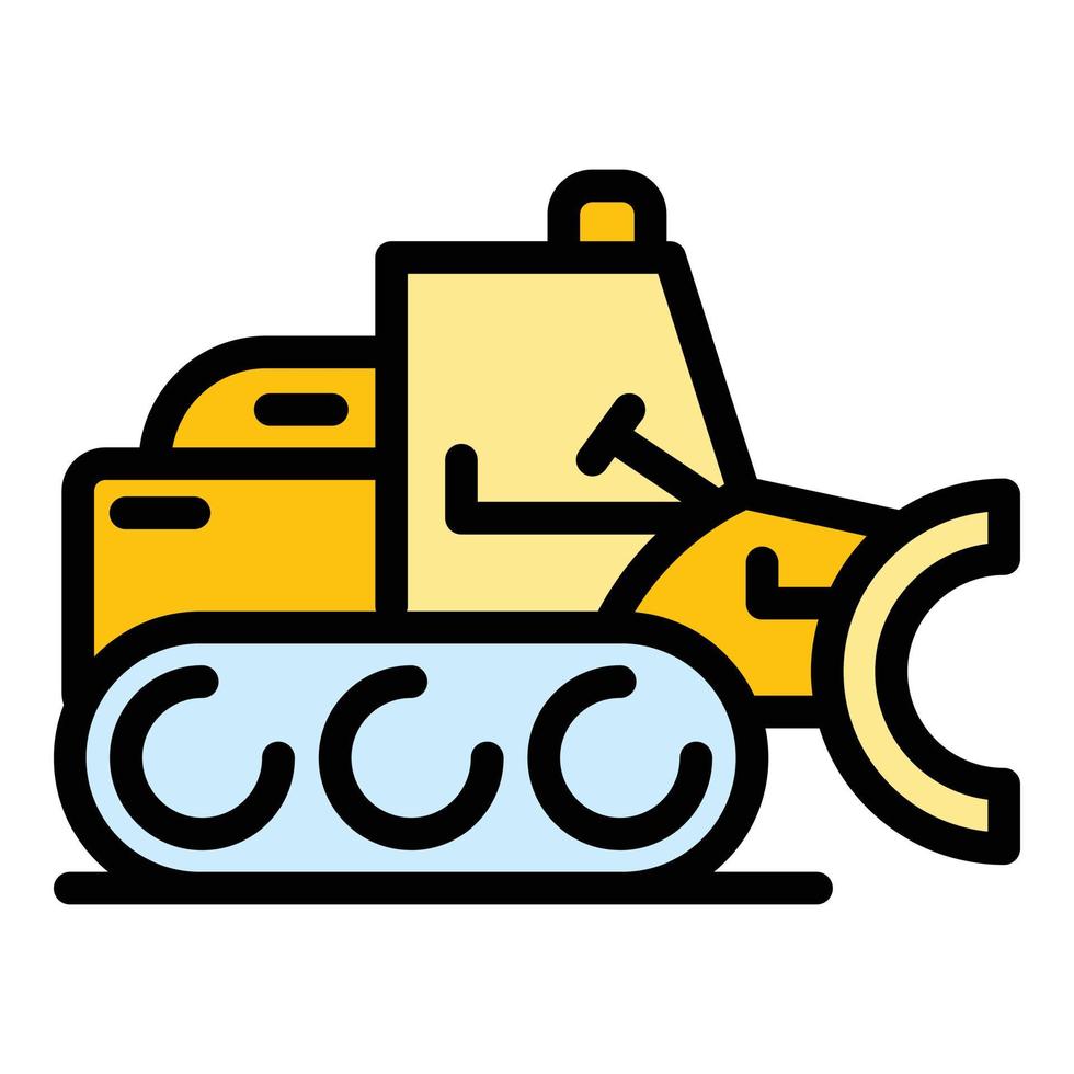 Vehicle bulldozer icon color outline vector