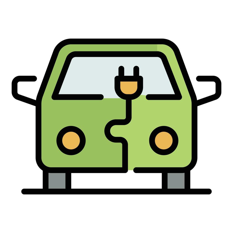 vector de contorno de color de icono de coche eléctrico de ciudad