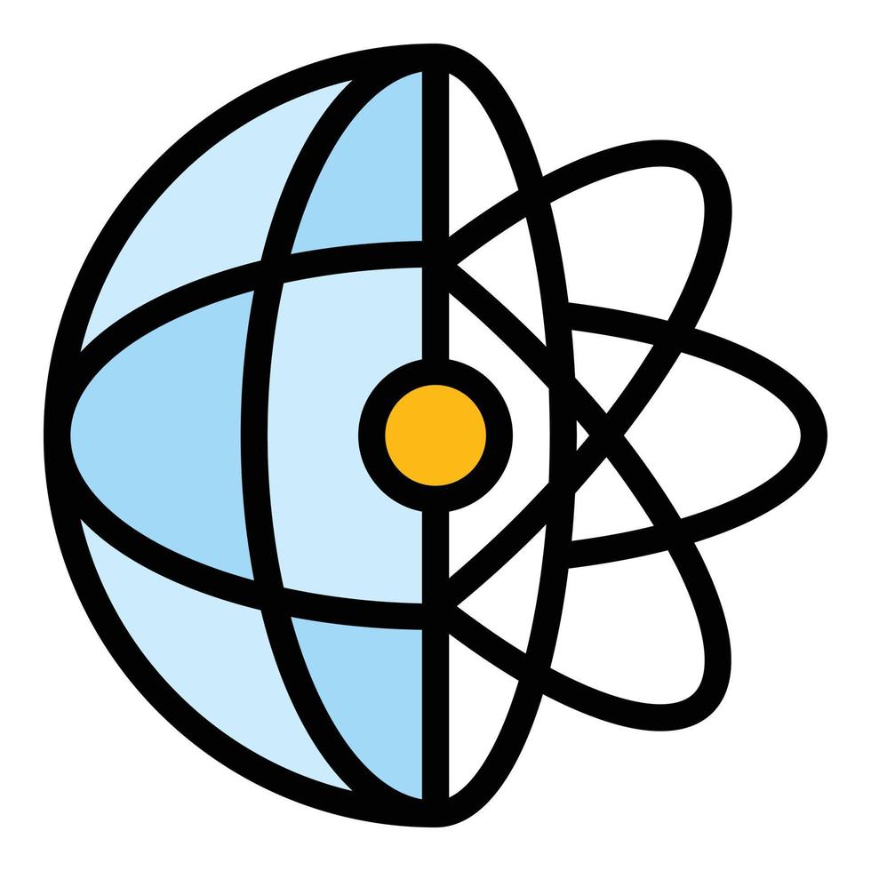 vector de esquema de color de icono de aprendizaje de átomo global