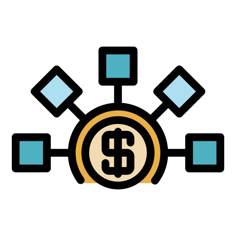 vector de esquema de color de icono de uso de dinero