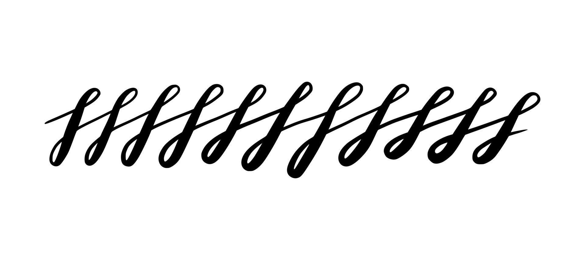 Lettering squiggles and swirls. Hand drawn calligraphic element. Vector illustration