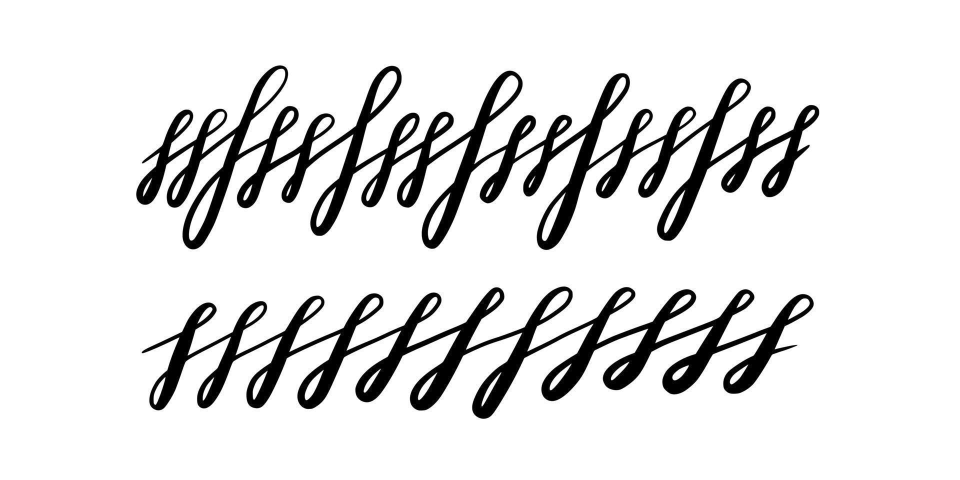 Lettering squiggles and swirls. Set of hand drawn calligraphic swirls. Vector illustration