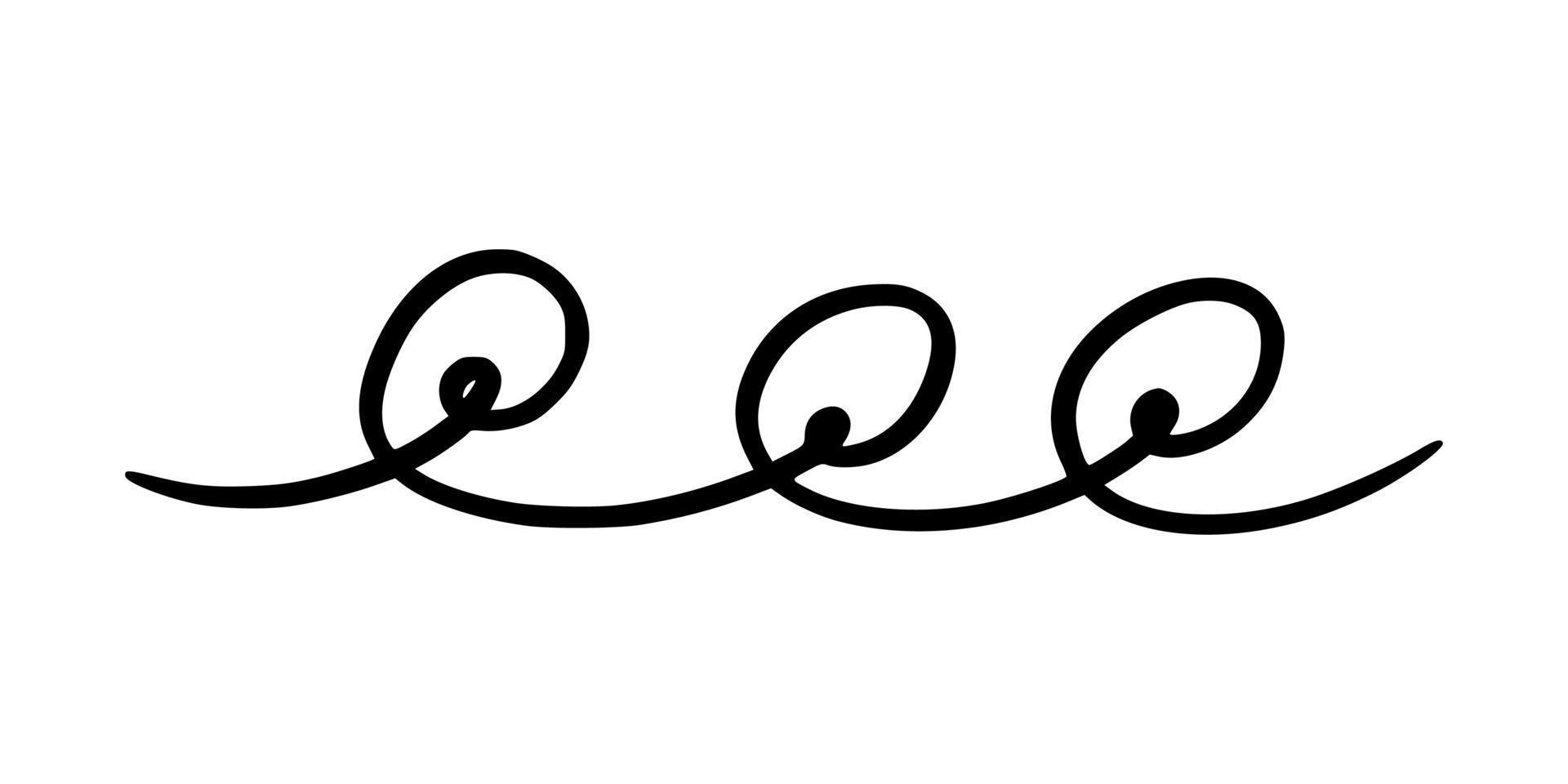 Squiggle and swirl line. Hand drawn calligraphic swirl. Vector illustration