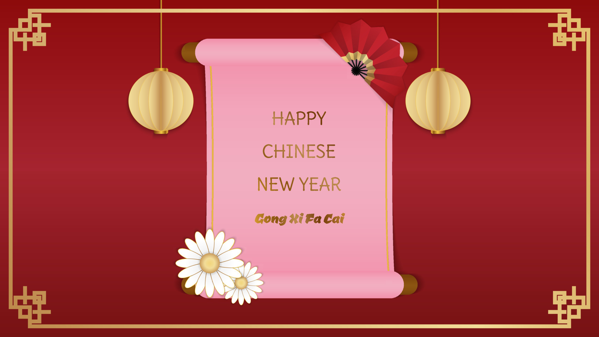 Happy chinese new year and gong xi fa cai greeting background 15393642