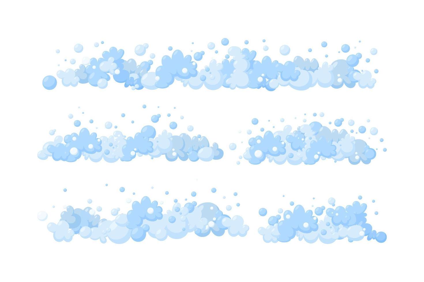 Foam made of soap or suds. Horizontal dividers of suds and bubbles. Vector illustration