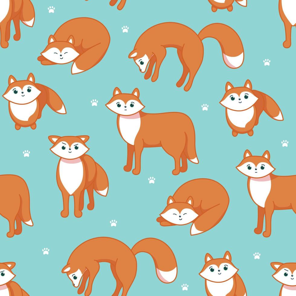 Seamless pattern with foxes for textile, fablic, paper and clothes. Vector illustration