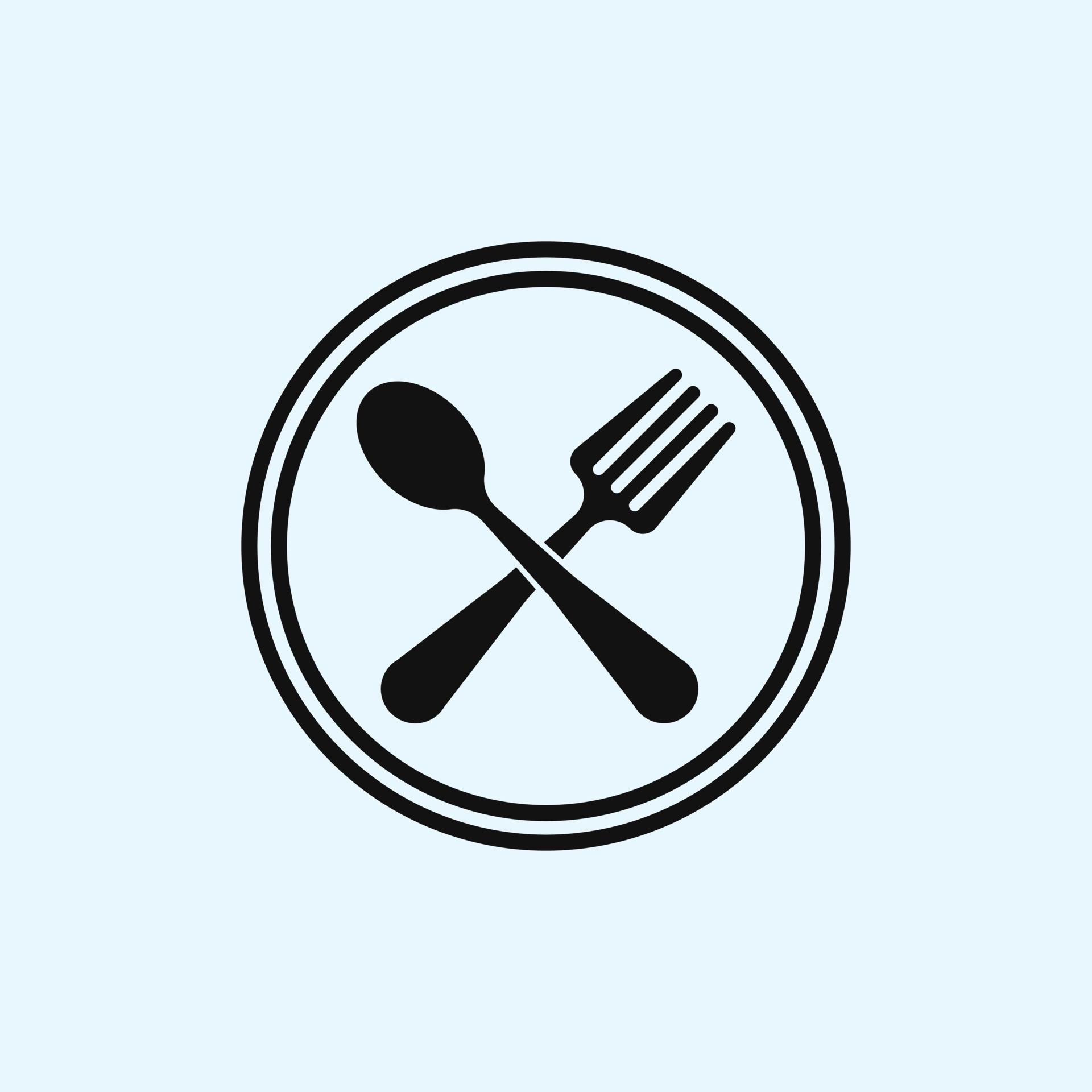 cuchara y tenedor cruzados en el icono del logo circular. 15393700