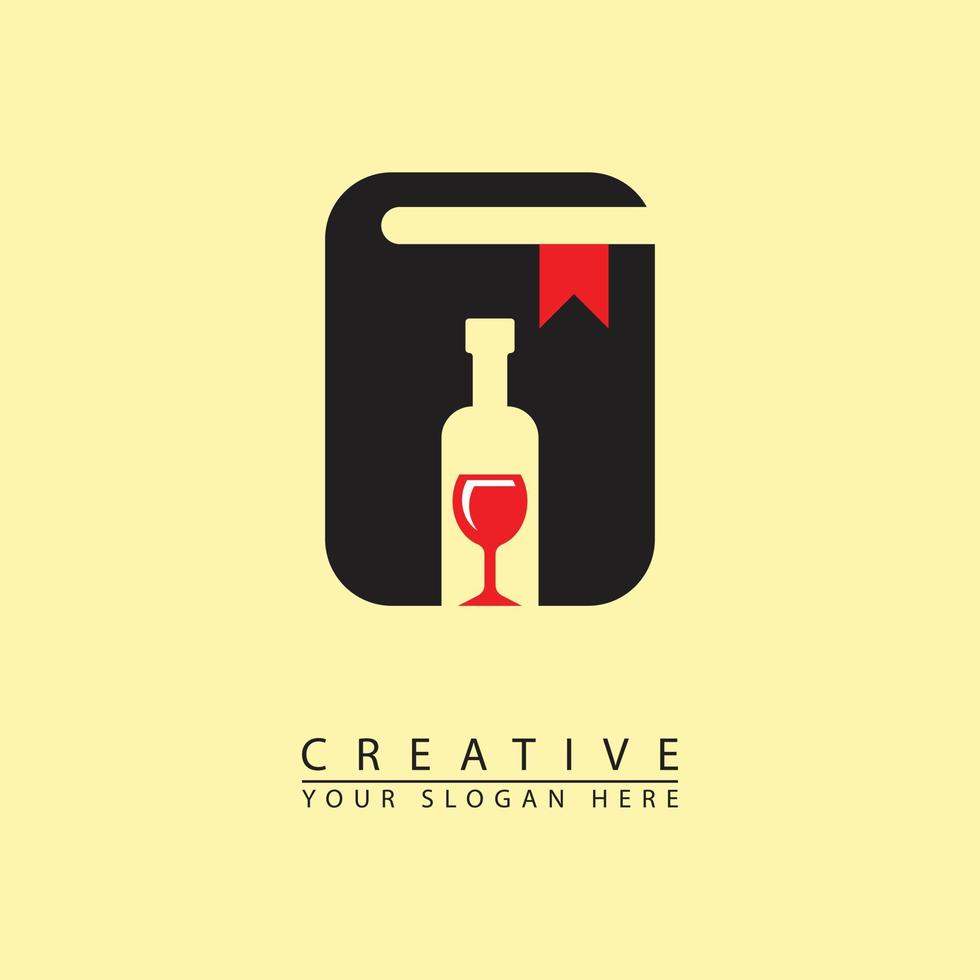 logotipo de icono de libro de vino vector