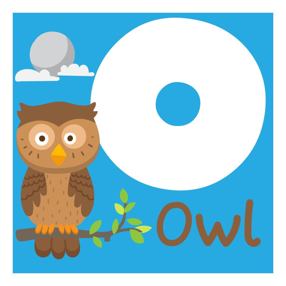 alphabet letter o with animal good for kid education vector
