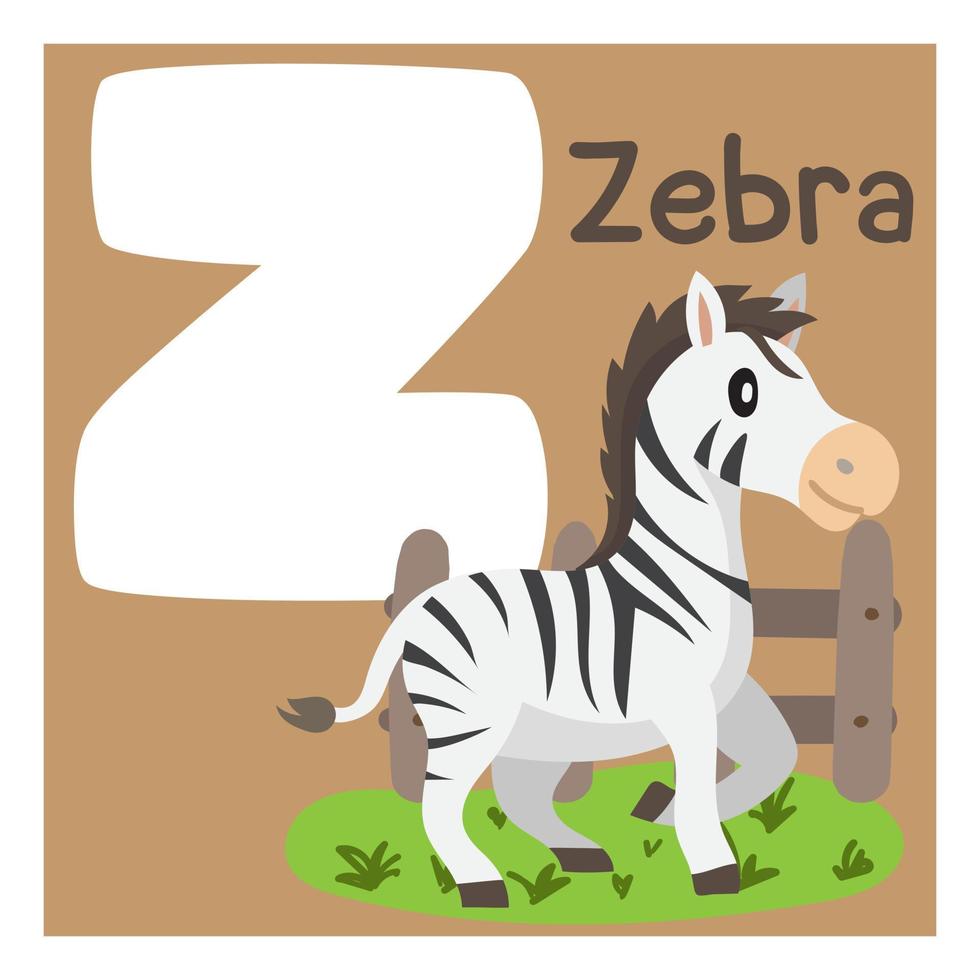 alphabet letter z with animal good for kid education vector