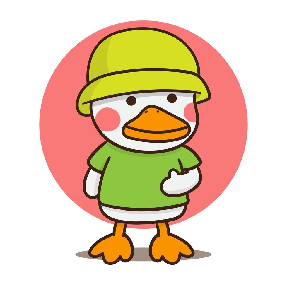 cute cartoon duck use hat vector illustration