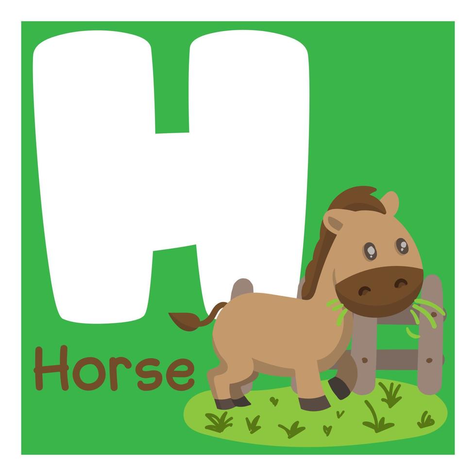 alphabet letter h with animal good for kid education vector