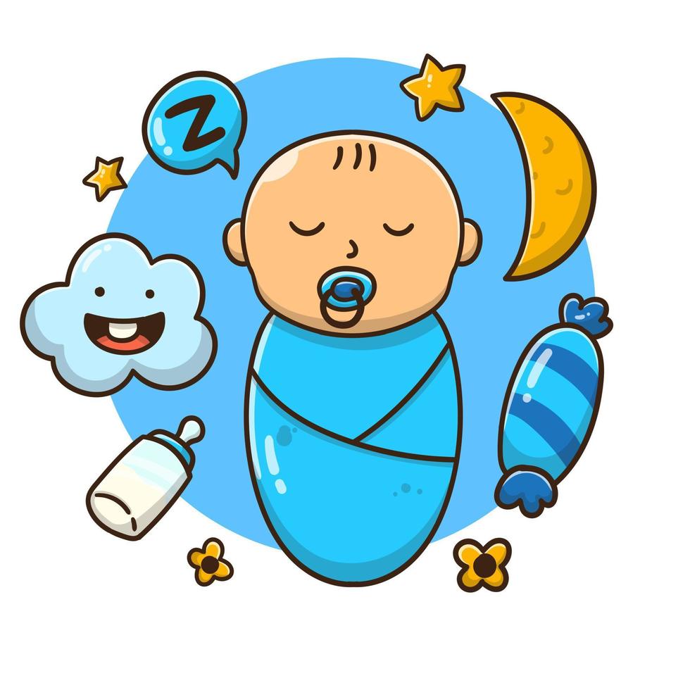 cartoon sleeping baby vector illustration