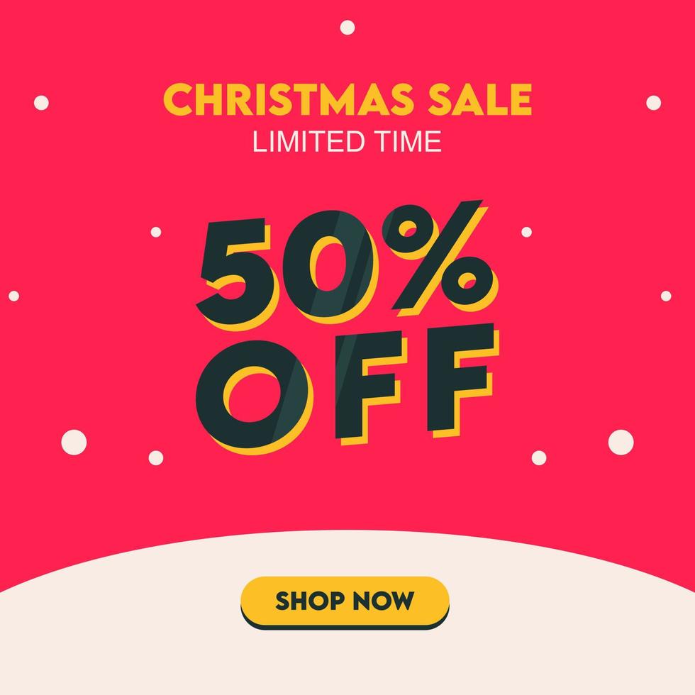 social media template christmas banner christmas day special discount advertisement in red color background vector