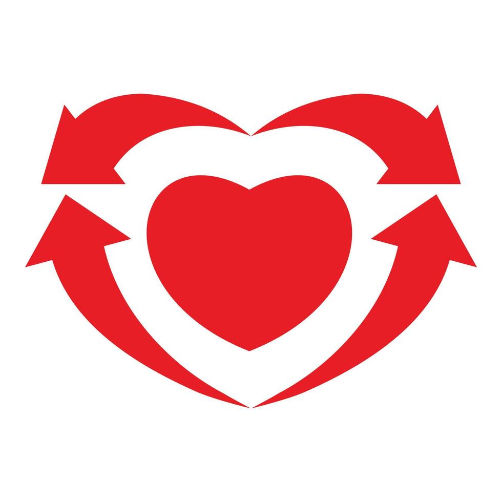 Arrows heart icon, simple style vector