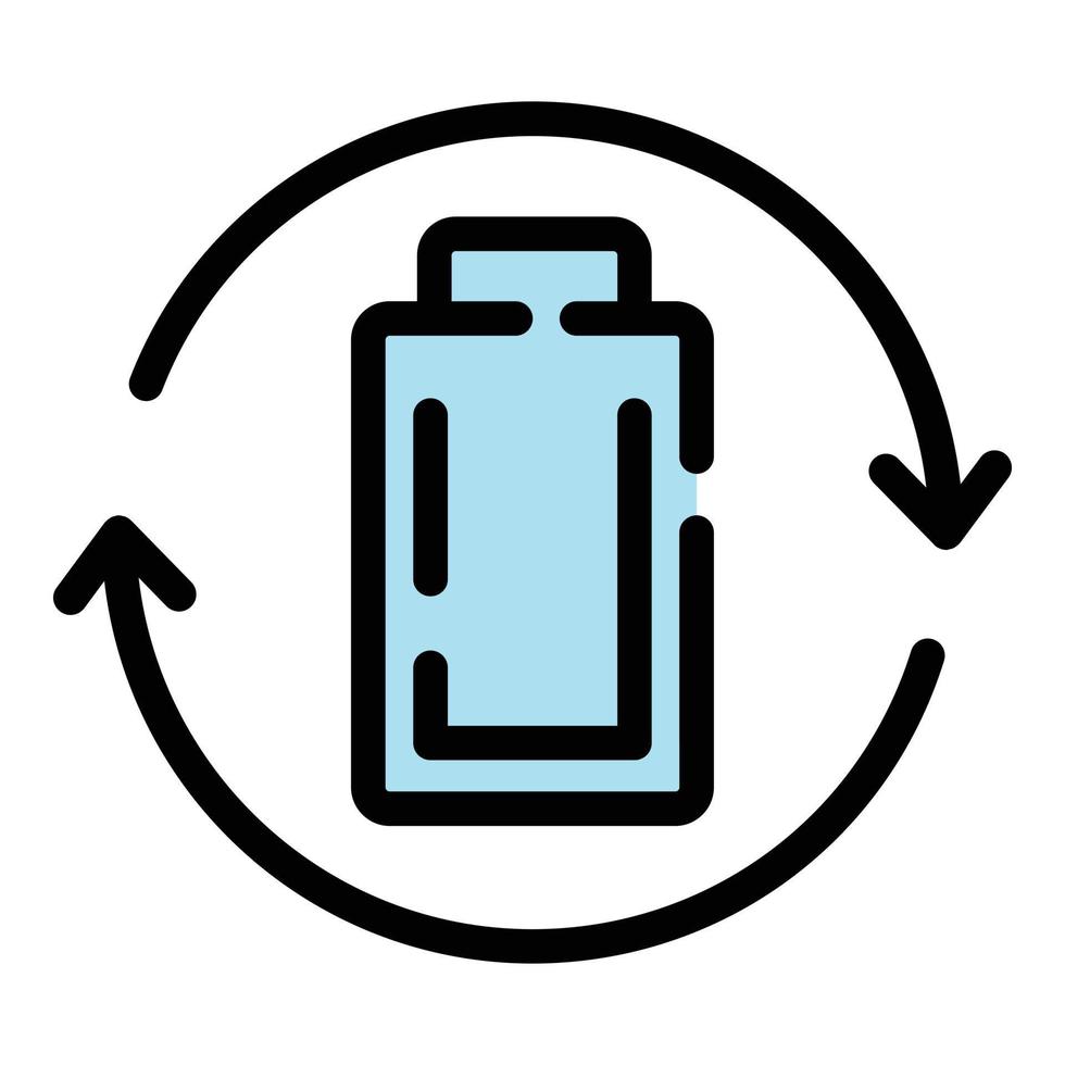 Battery recycle icon color outline vector