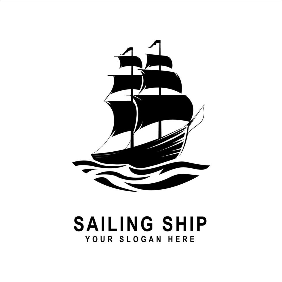 Sailing Ship Logo silhouette, this design is suitable for all kind of business vector