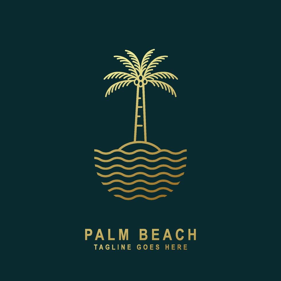 minimalist palm line art icon label logo badge template vector illustration design.
