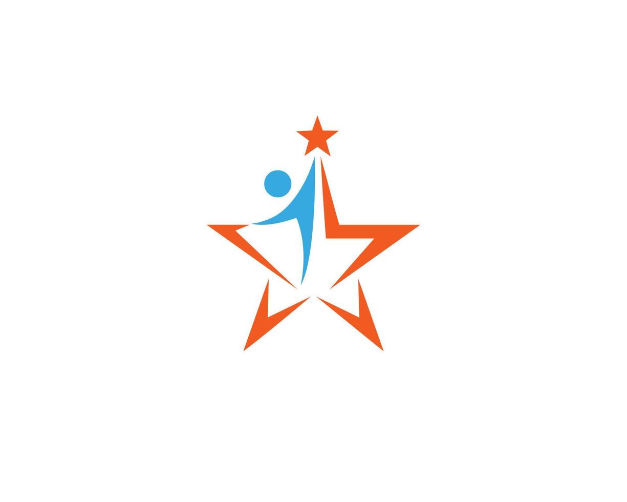 Star Life Logo Design Concept With Star People Business Success Template Vector Icon Illustration.