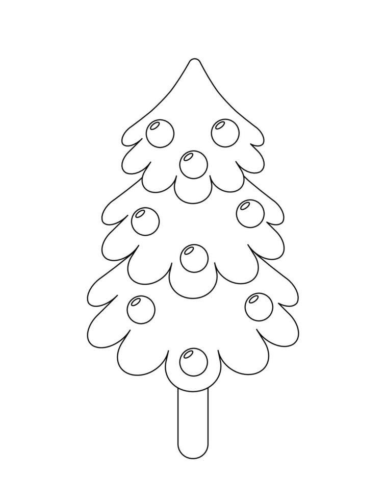 A doodle-style Christmas tree. Contour drawing. Coloring book for kids vector