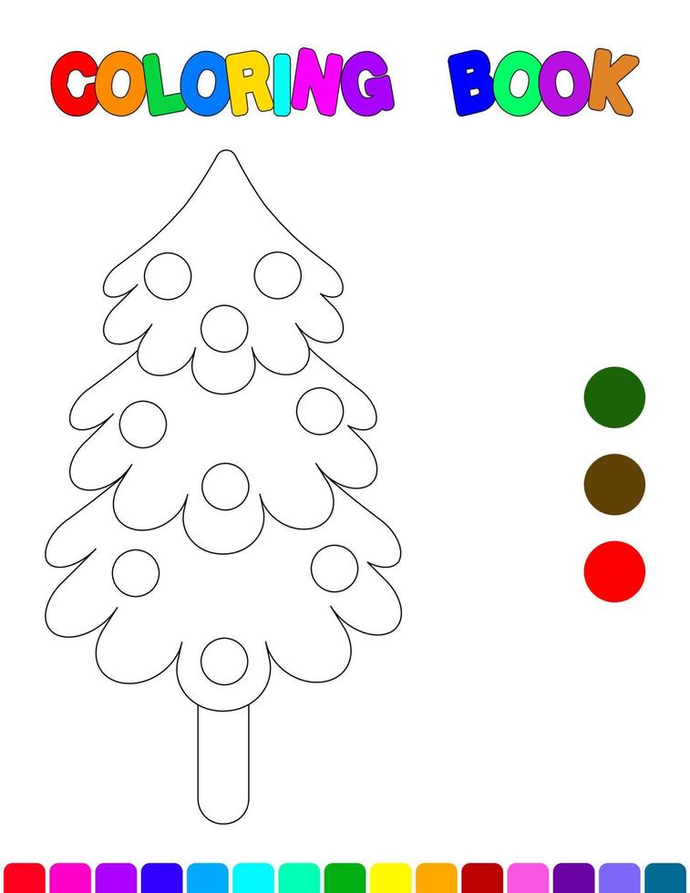 Coloring book with a christmas - Coloring Book With A Christmas Tree Coloring Page For Kids Educational Games For Preschool Children Worksheet Vector 