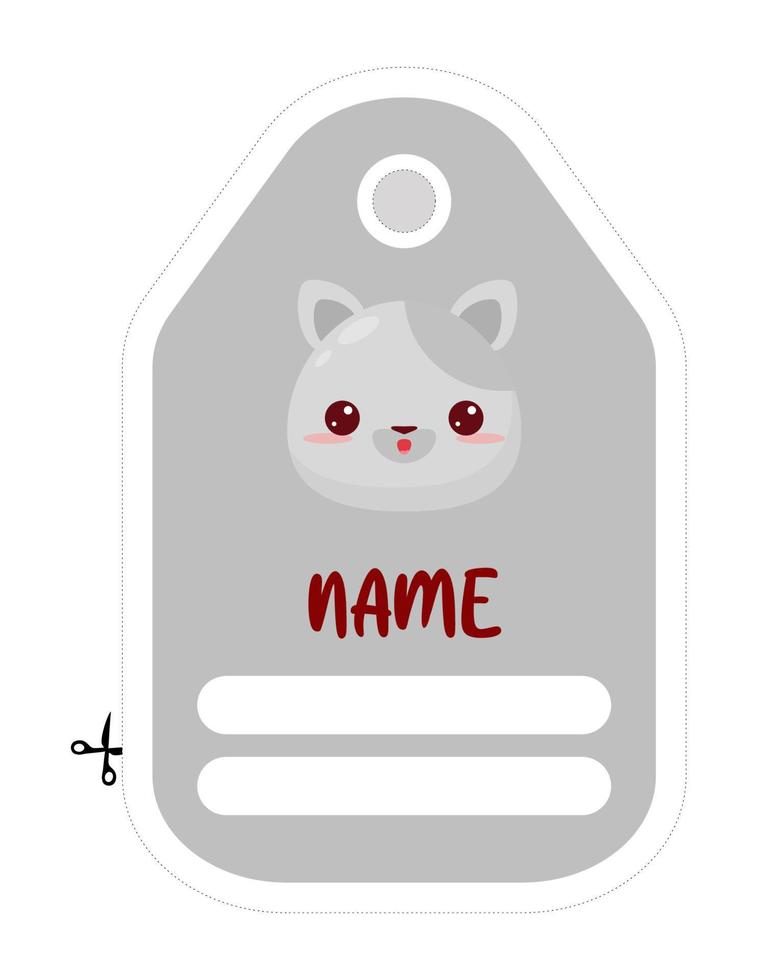 Note of cute animal label  illustration. Memo, paper, kindergarten, name tag, kid icon. Vector drawing.