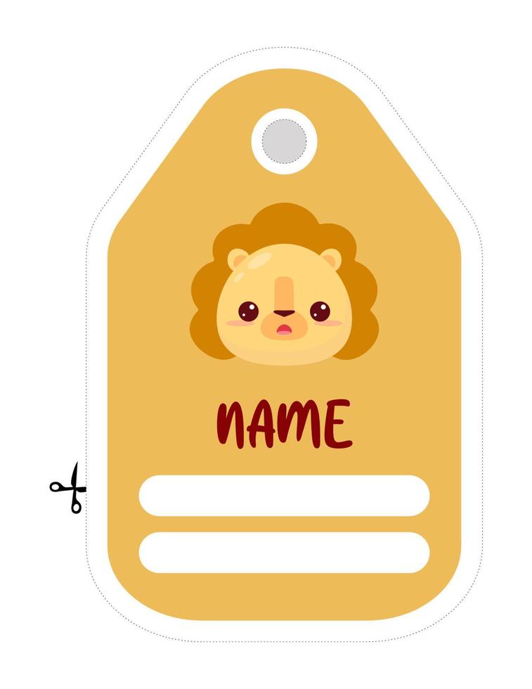 Note of cute animal label  illustration. Memo, paper, kindergarten, name tag, kid icon. Vector drawing.