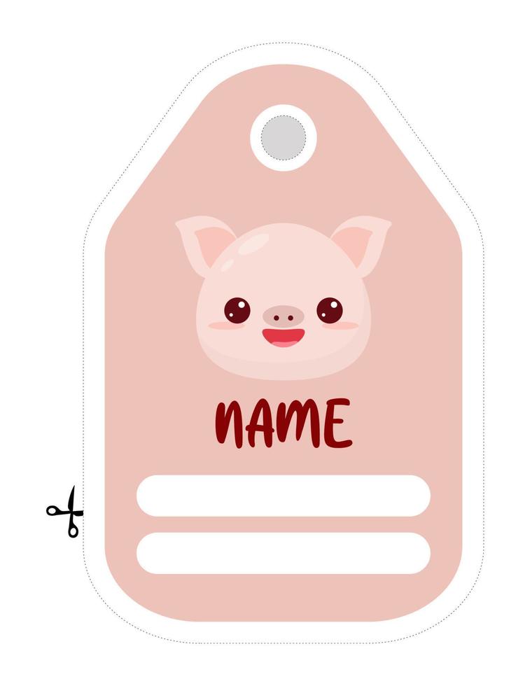 Note of cute animal label  illustration. Memo, paper, kindergarten, name tag, kid icon. Vector drawing.