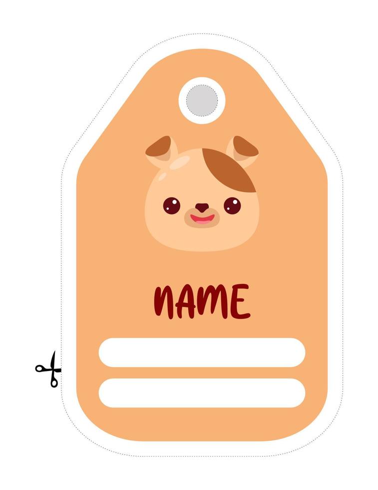 Note of cute animal label  illustration. Memo, paper, kindergarten, name tag, kid icon. Vector drawing.