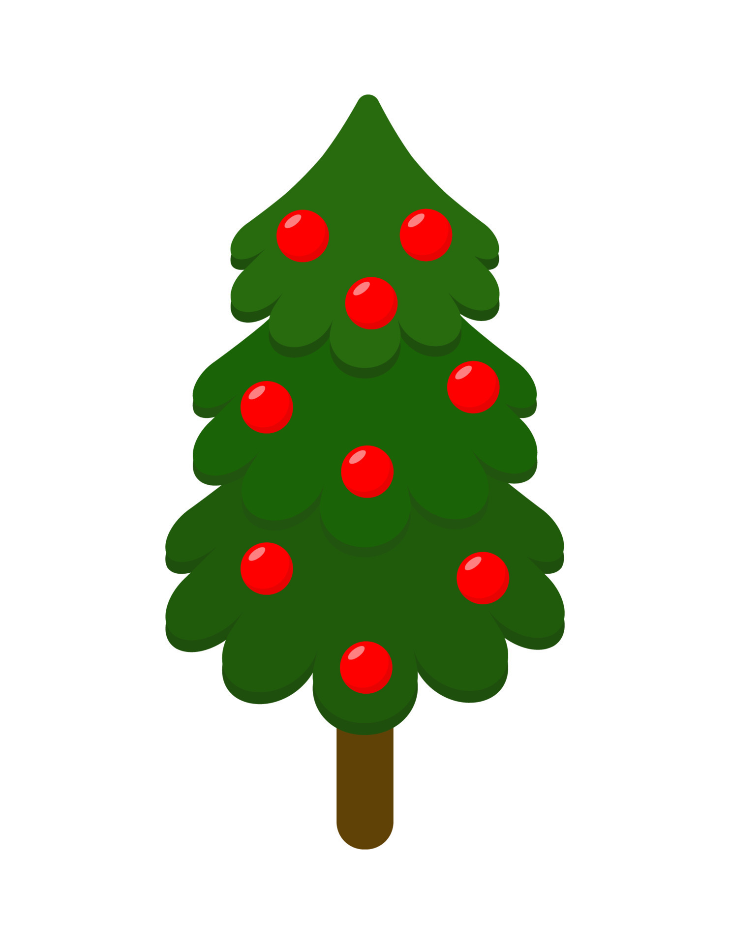 Christmas tree and balls . Green fir or pine, New Year holidays vector