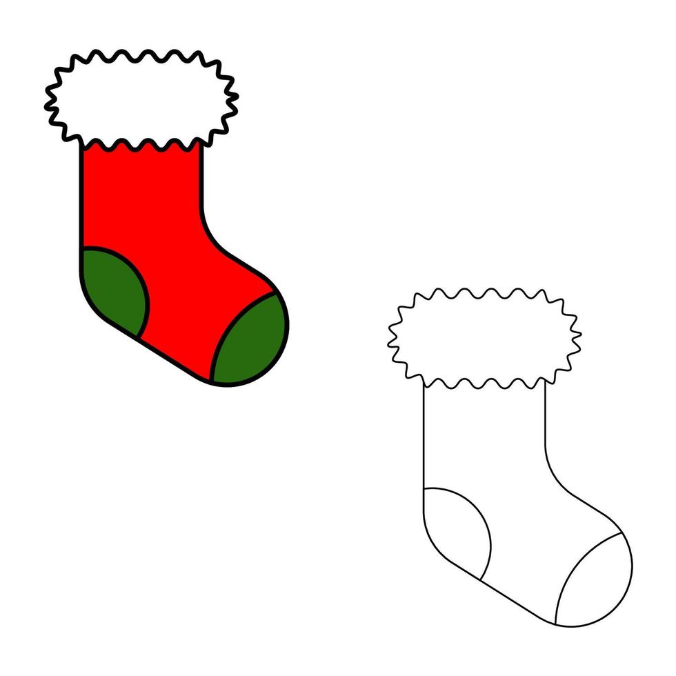 icono de calcetín de Navidad. calcetín de navidad. vector de calcetín de Navidad de contorno tradicional. calcetín de año nuevo para regalo, calcetín de invierno para ilustración de vacaciones.