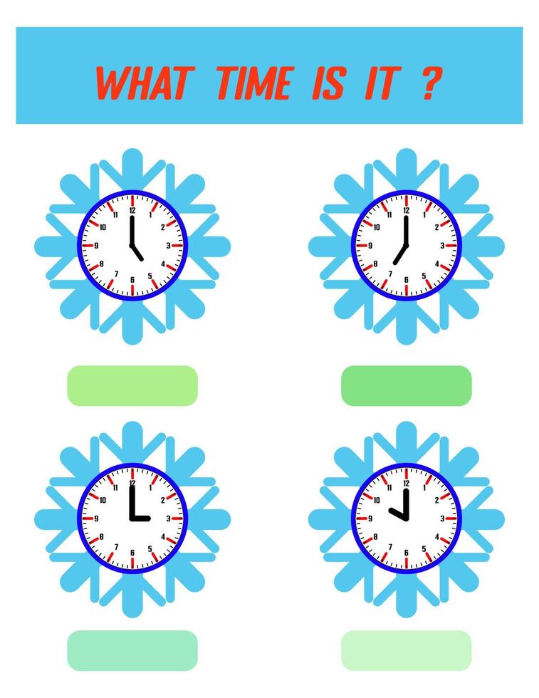 Que hora es. tiempo de aprendizaje en el reloj. hoja de trabajo de actividad educativa para ninos y ninos pequenos. juego preescolar. rompecabezas con reloj. juego educativo para ninos 15393969 Vector...