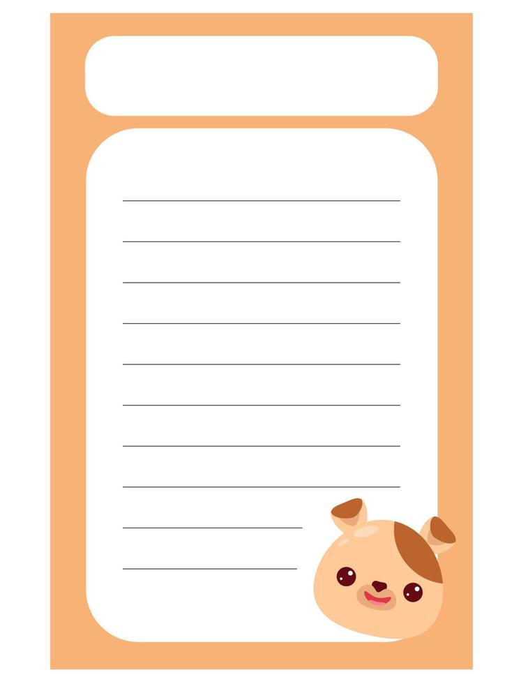 Note of cute animal label  illustration. Memo, paper, kindergarten, name tag, kid icon. Vector drawing. writing paper