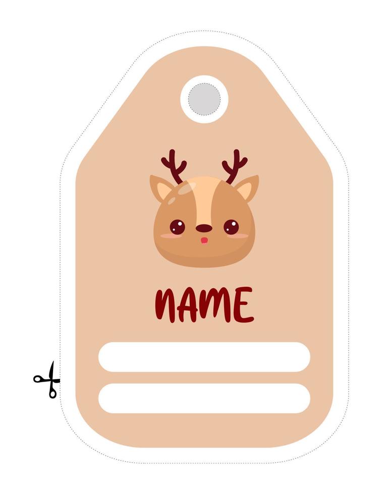 Note of cute animal label  illustration. Memo, paper, kindergarten, name tag, kid icon. Vector drawing.