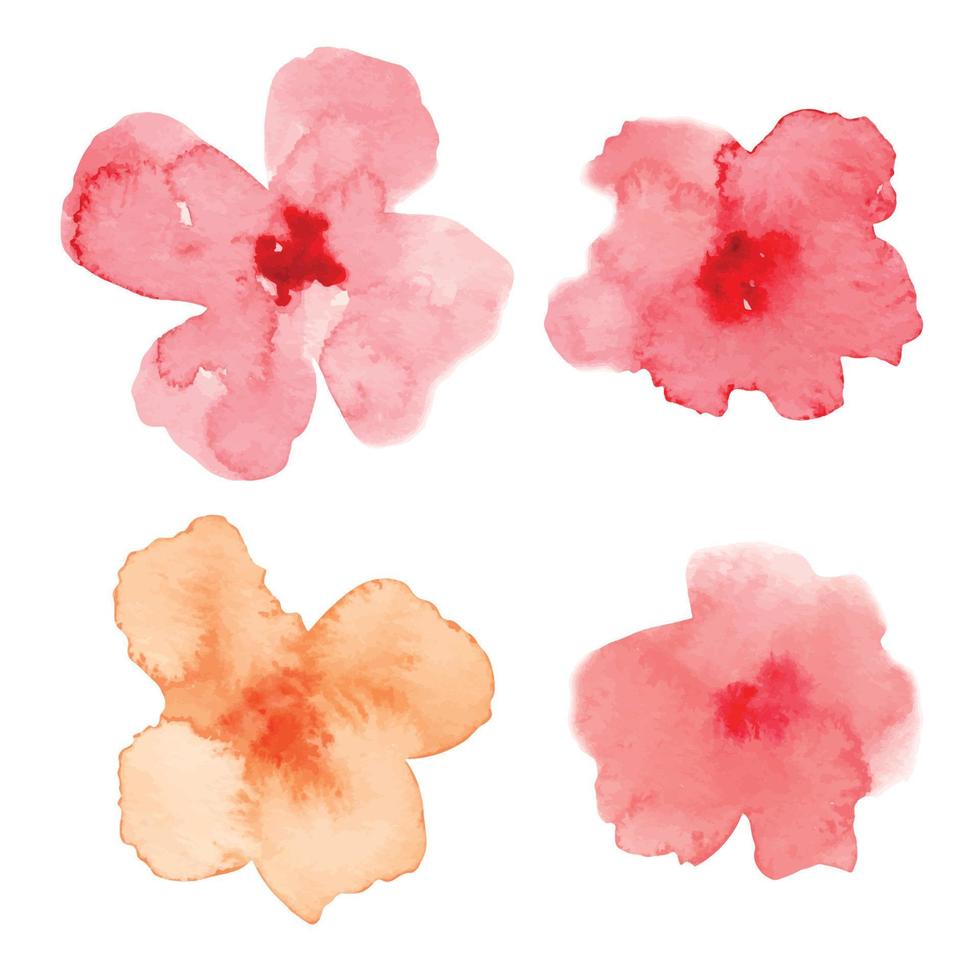 flores abstractas de acuarela. ilustración floral pintada a mano con coloridas rosas rosas y rojas. conjunto botánico sobre fondo aislado. dibujo para tarjetas de felicitación o invitaciones de boda. vector