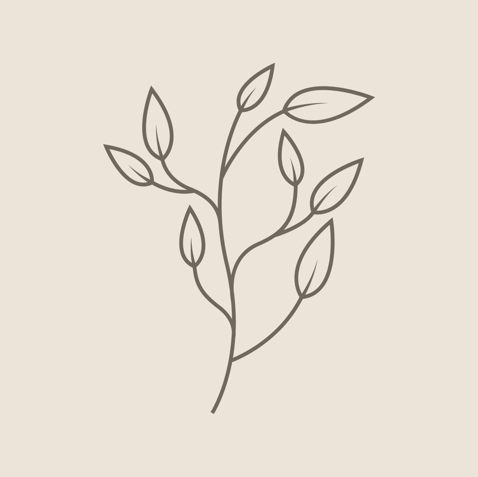 Hand drawn leaves line art vector