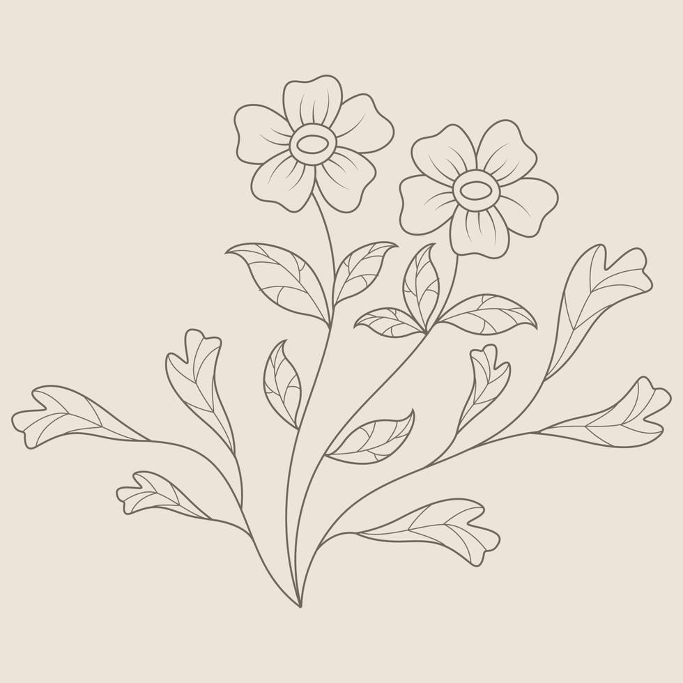 elemento de decoración floral dibujar a mano vector