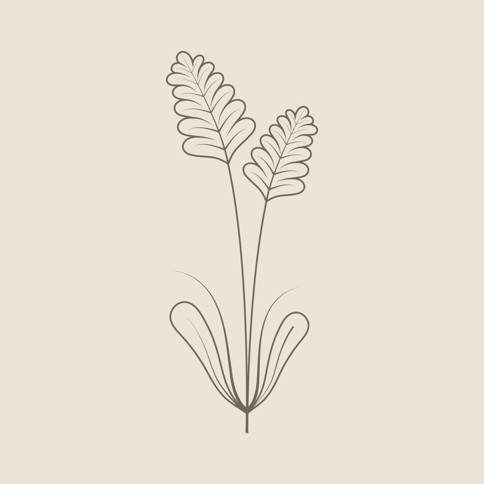 Leaves and Flowers Line Doodle vector