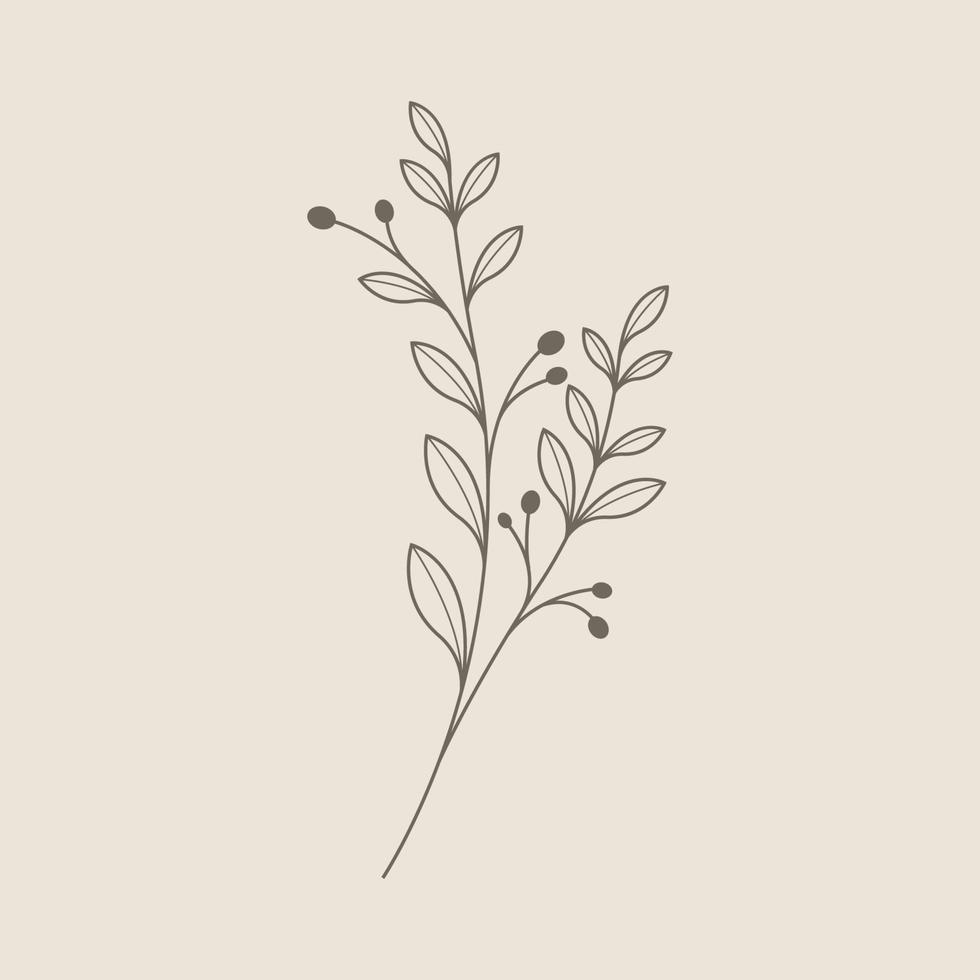 Leaves and Flowers Line Doodle vector