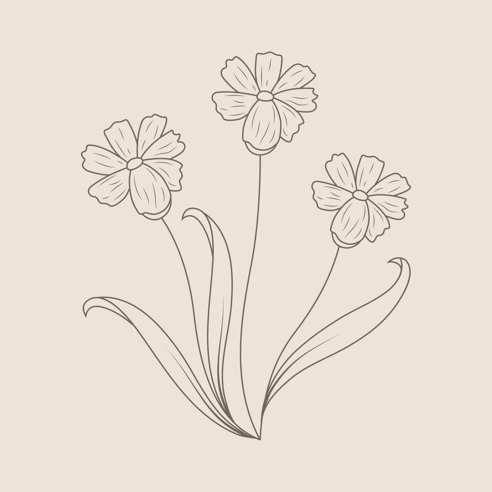elemento de decoración floral dibujar a mano vector