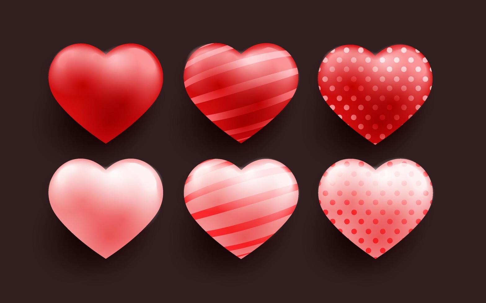 Set of Realistic Valentine Hearts vector