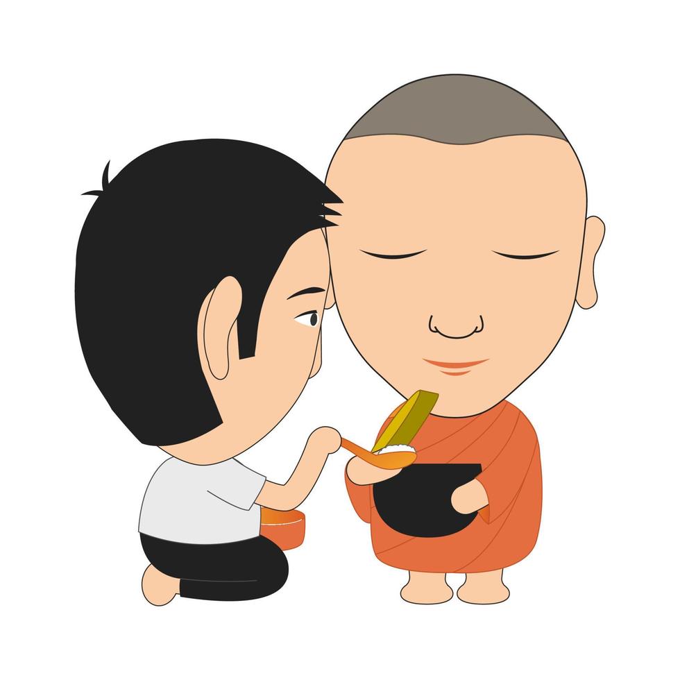 Clipart of cartoon version of monk offer for food vector