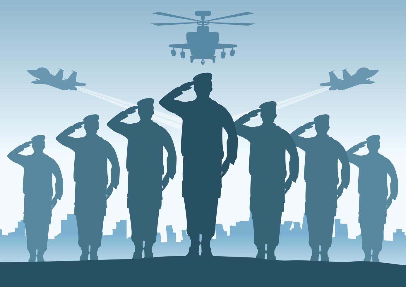 Silhouette design of soldier standing and do salute vector