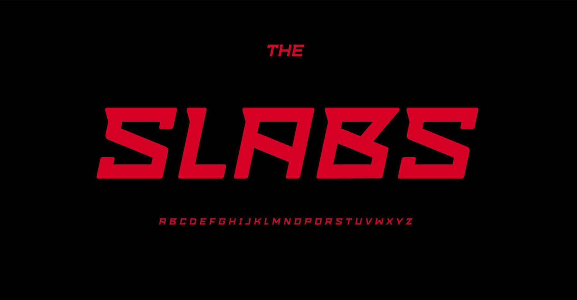 Slab serif font, italic bold alphabet, slabs letters for unique logo, contemporary shirts lettering, urban monogram, college sports team sportswear text, game and movie headline. Vector typeface.