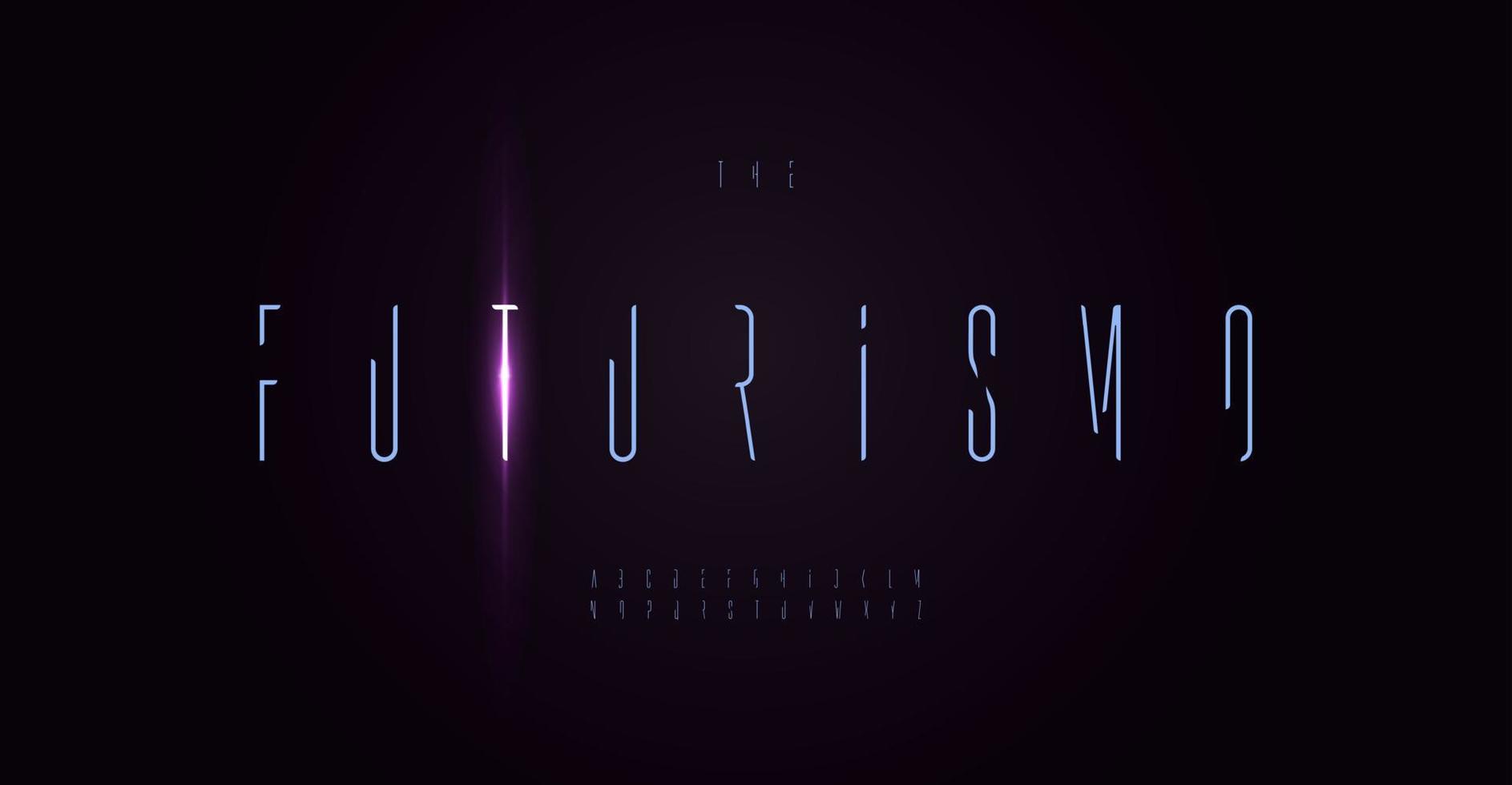 Futuristic font high thin letters. Minimalist techno font for logo of sci-fi, robot science tech, digital cyber space, hud, ai. Abstract typescript modern tall slim type. Vector typographic design.