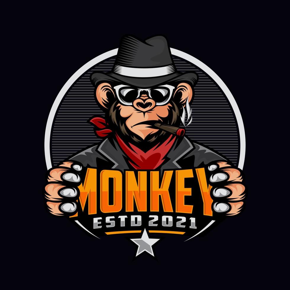 Monkey mascot logo design vector