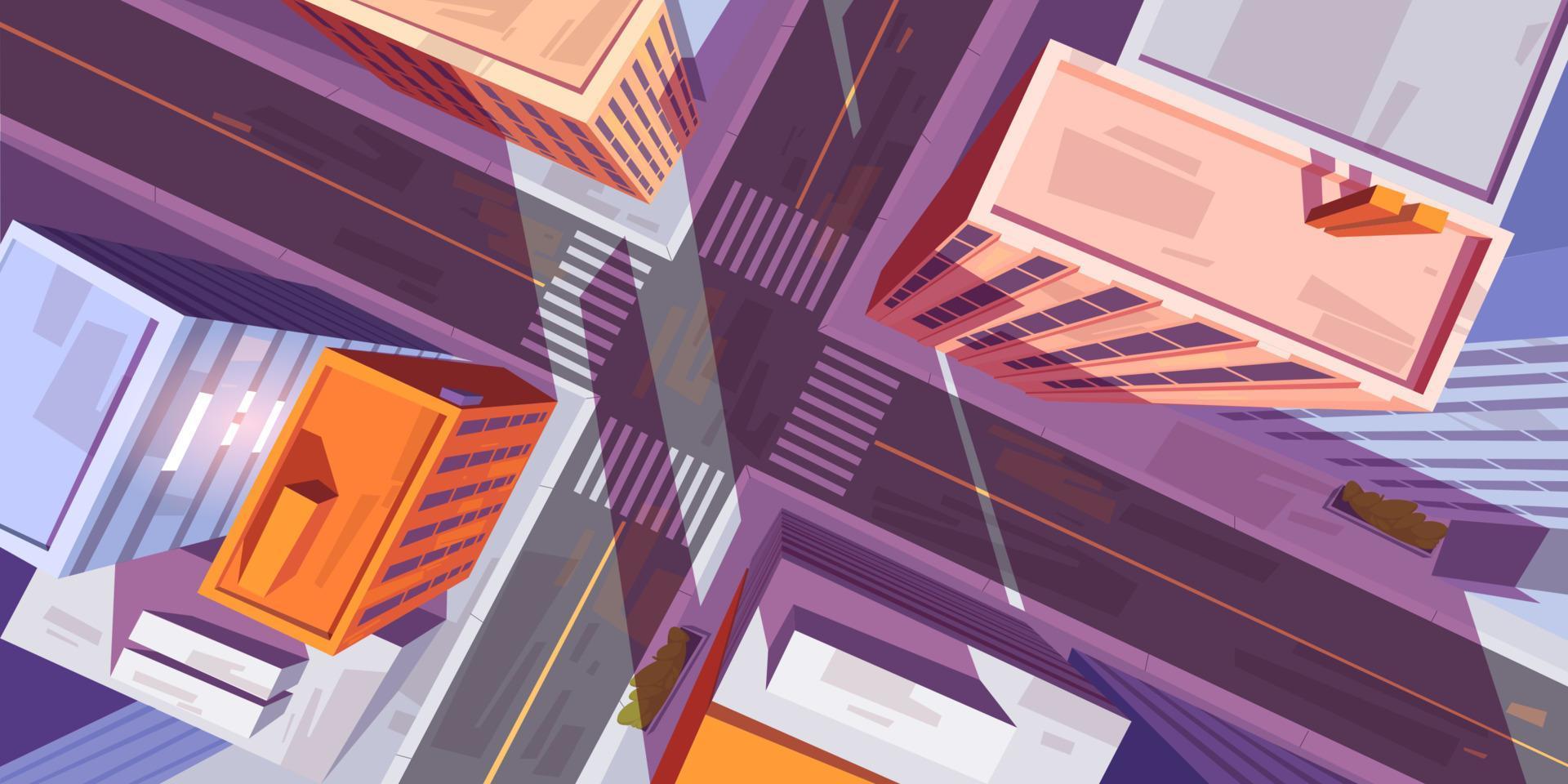 City top view with buildings and street crossroad vector