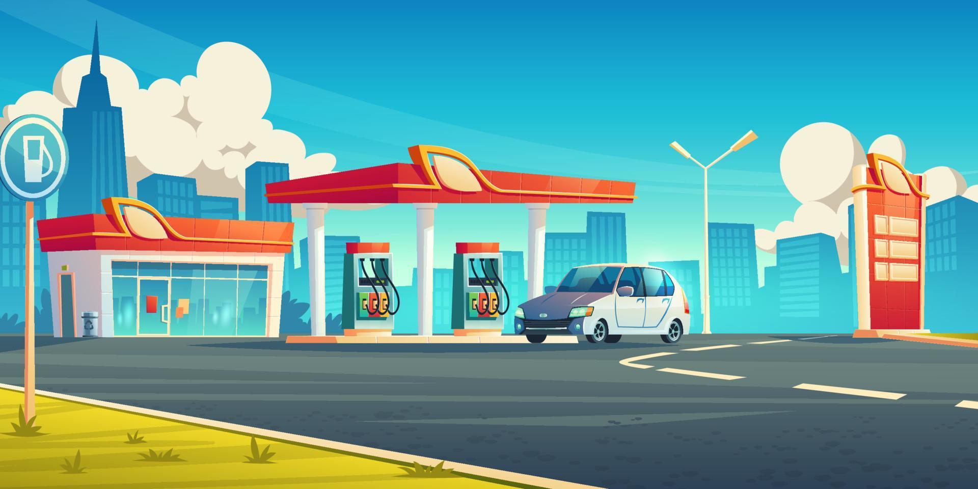 Gas station, cars refueling service, petrol shop vector